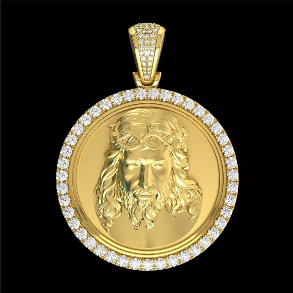 NEW MEN GOLD JESUS CUBAN NECKLACE